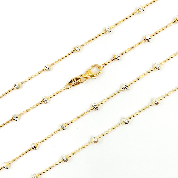 Gold ball necklace, 925 silver gold plate sphere necklace, vermeil station necklace, satellite dew drop necklace, silver bead charm necklace