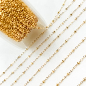 14K Gold Filled Ball Satellite Chain 2mm. Wholesale Bulk Gold Filled Chain Necklace, Gold Cable Necklace. 1200GF