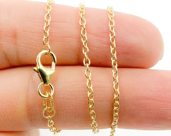 14K Solid Gold Cable Chain Necklace, Jewelry for Everyday Wear, Unisex Layering Chain. 040KF