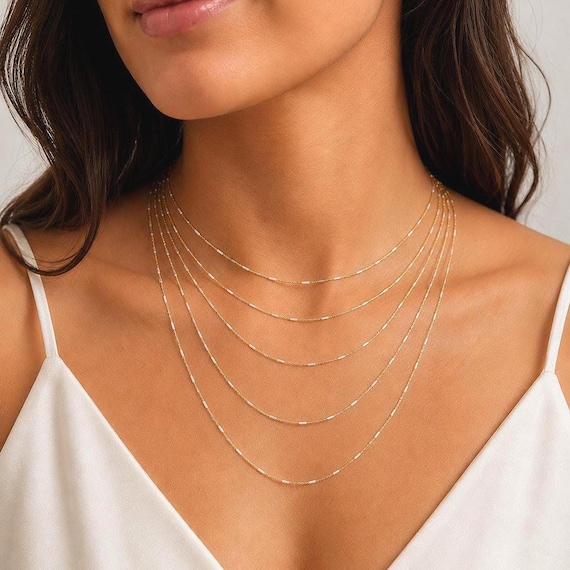 Gold Plated Sterling Silver Tube Chain Choker Finished Necklace