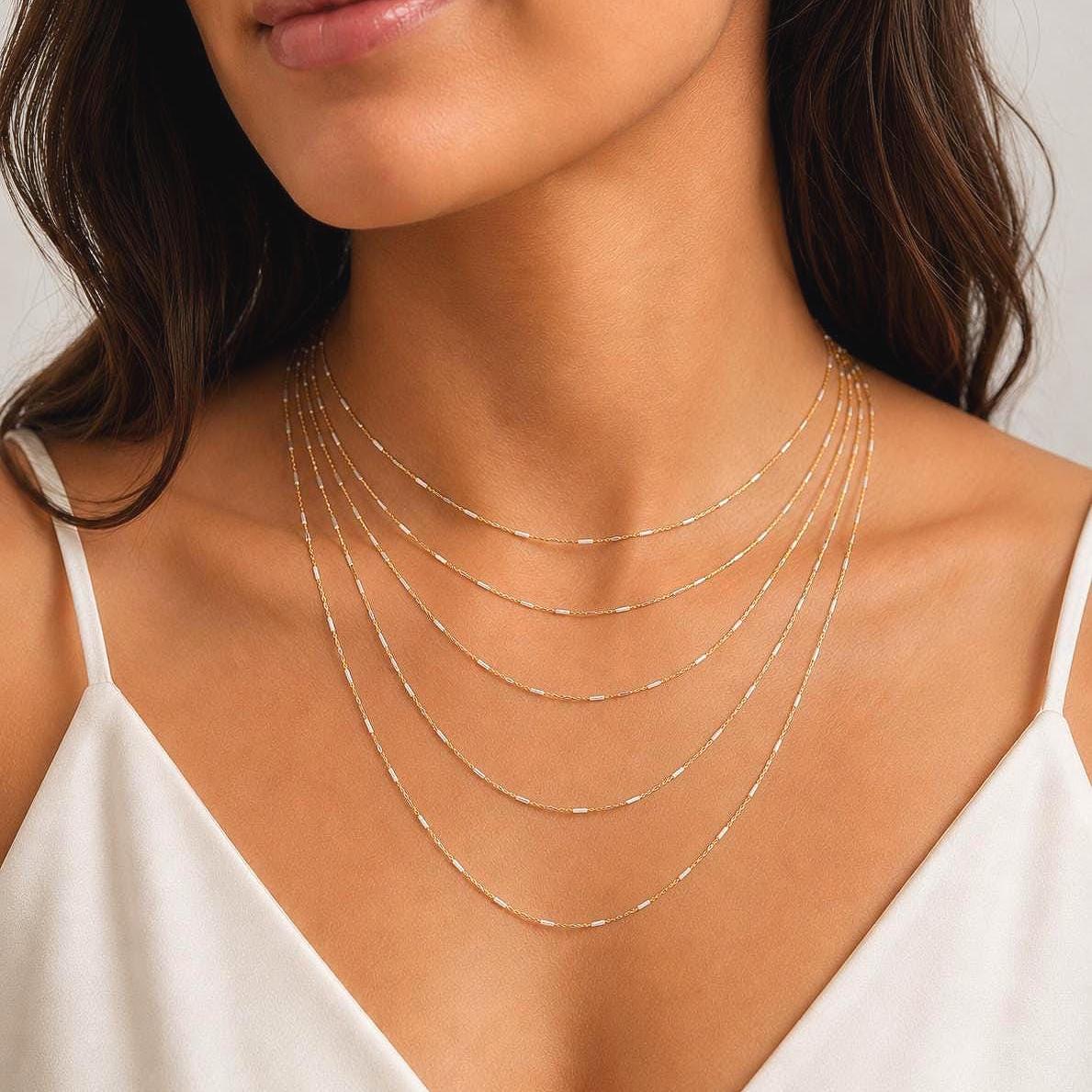 Gold Plated Sterling Silver Tube Chain Choker Finished Necklace