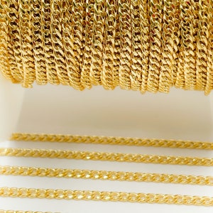 1FT 3.8x2.80mm 14k gold filled flat curb chain, tight tiny cuban curb unfinished chain, small Miami curb link chain wholesale. 10641HR image 4