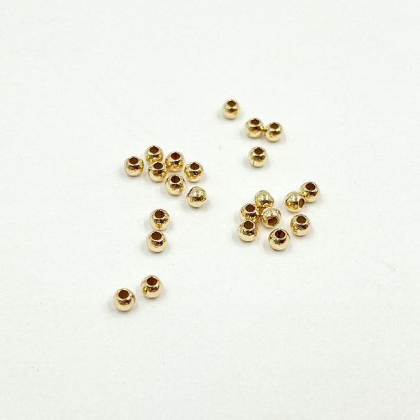 50pcs 2mm 14k gold filled seamless beads, round gold beads, spacer beads for jewelry making, 14k gold filled jewelry findings supply bulk