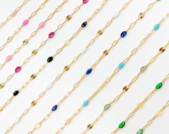 Gold Filled Enamel Paperclip Chain