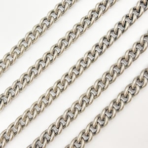 1FT 7mm 925 Oxidized Silver Heavy Cuban Curb Chain by Foot, Big Chain Bulk, Real Silver Cuban Curb Chain, Antique Silver Curb Chain.8005COX
