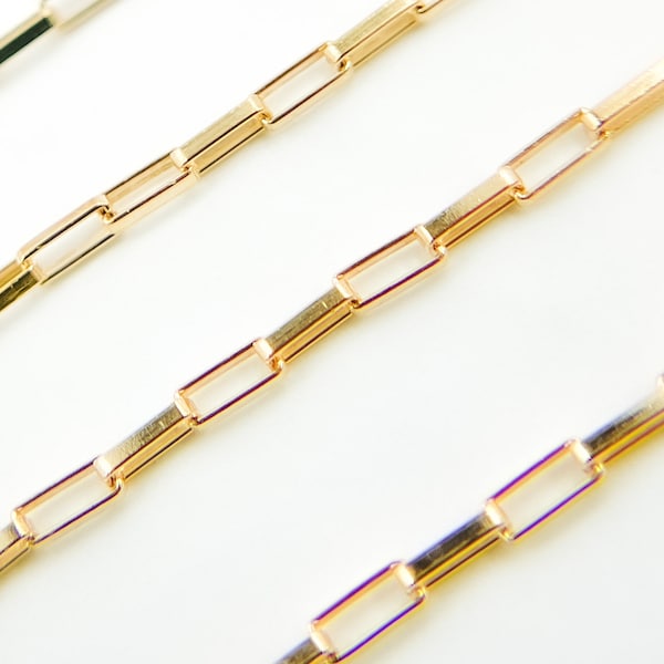 1FT 3x1.30mm 14k gold filled chain by foot, unfinished tiny box chain, delicate smooth rectangle link chain, wholesale tiny chain. 1012951