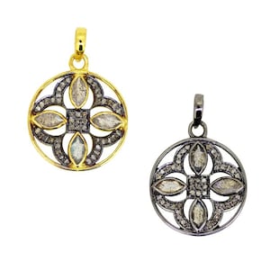 Pave Diamond Cross Pendant | Sterling Silver Vermeil Cross Pendant Wholesale | Diamond Pendant Bulk Order | Gemstone Silver Cross Pendant
