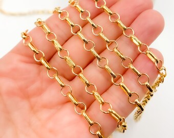 14K Gold Plated Cable Chain – Wholesale Jewelry Supply, 3x8mm-5mm (Sold by Foot). 591GP