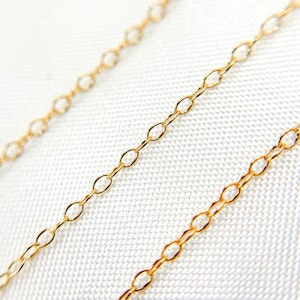 1FT 1mm Solid Gold Filled Cable Chain Foot, Bulk Unfinished Necklace Chain, Cut to size Gold Fill Cable Chain, Gold Filled Supply. 822GF