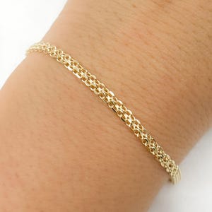 Pulsera Bismark de oro macizo de 14 quilates: cadena clásica de eslabones anchos, joyería unisex de oro auténtico de 14 quilates, elegante pulsera con estilo. Pulsera 050R13AC2A3L137