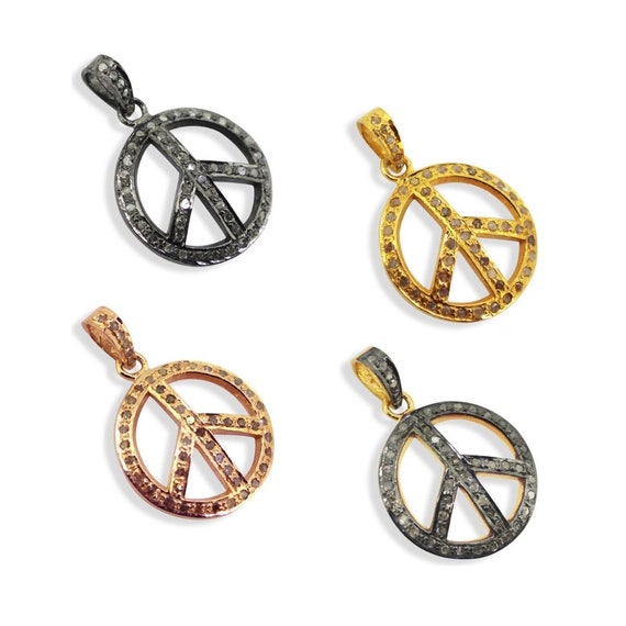 Sterling Silver Peace Sign with Rose Pendant Sterling Silver Peace Sign with Rose Pendant
