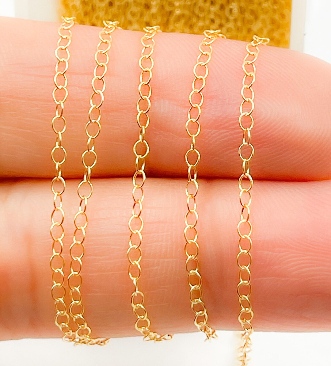 2mm 14k Gold Filled Cable Chain by Foot, Unfinished Small Circle Chain