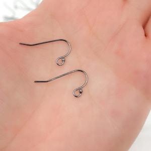 21mm Gunmetal Black Ear Wires - Hypoallergenic Earring Hooks - Jewelry Making Supplies. EW0BR