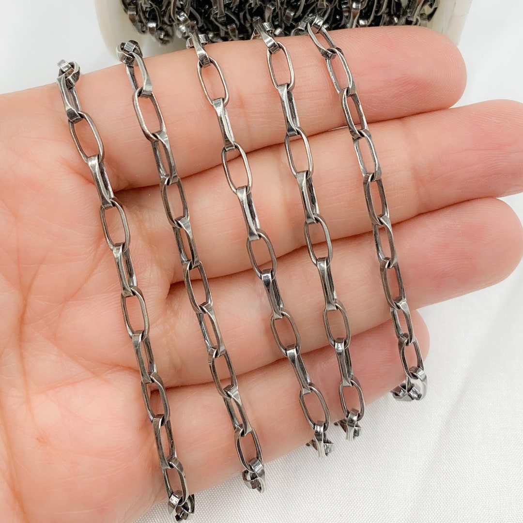 Large Box Chain 8x3mm 925 Sterling Silver Box Chain by Foot, Big Rectangular Chain ...