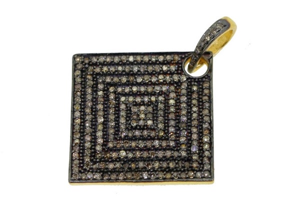 Pave Diamond Square Pendant Sterling Silver Square Pendant Wholesale Pave Diamond Pendant Bulk Order Square Silver Pendant Etsy Mexico