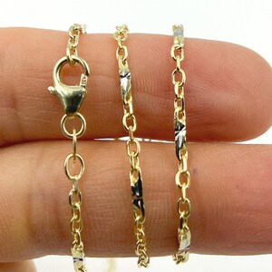 14K Solid Gold Cable Chain Necklace with Diamond Cut Bar Links, Real Solid Yellow Gold Chain, Dainty Everyday Jewelry. 050R22BQT4P5B169