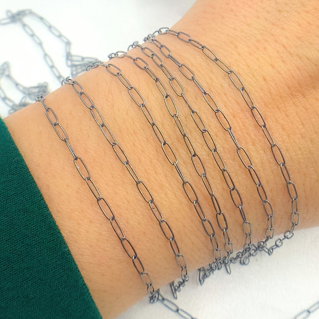 5x2mm Oxidized 925 Sterling Silver Paperclip Chain. Sold by 5x2mm Oxidized 925 Sterling Silver Paperclip Chain. Sold by