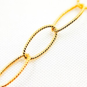 8x4mm 14k gold filled twisted link chain by foot, small textured oval link unfinished chain, dainty chain wholesale. 791TWGF