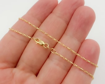 14k Solid Yellow Gold Diamond Cut Bar Link Chain Necklace. 030LURCNDTL721