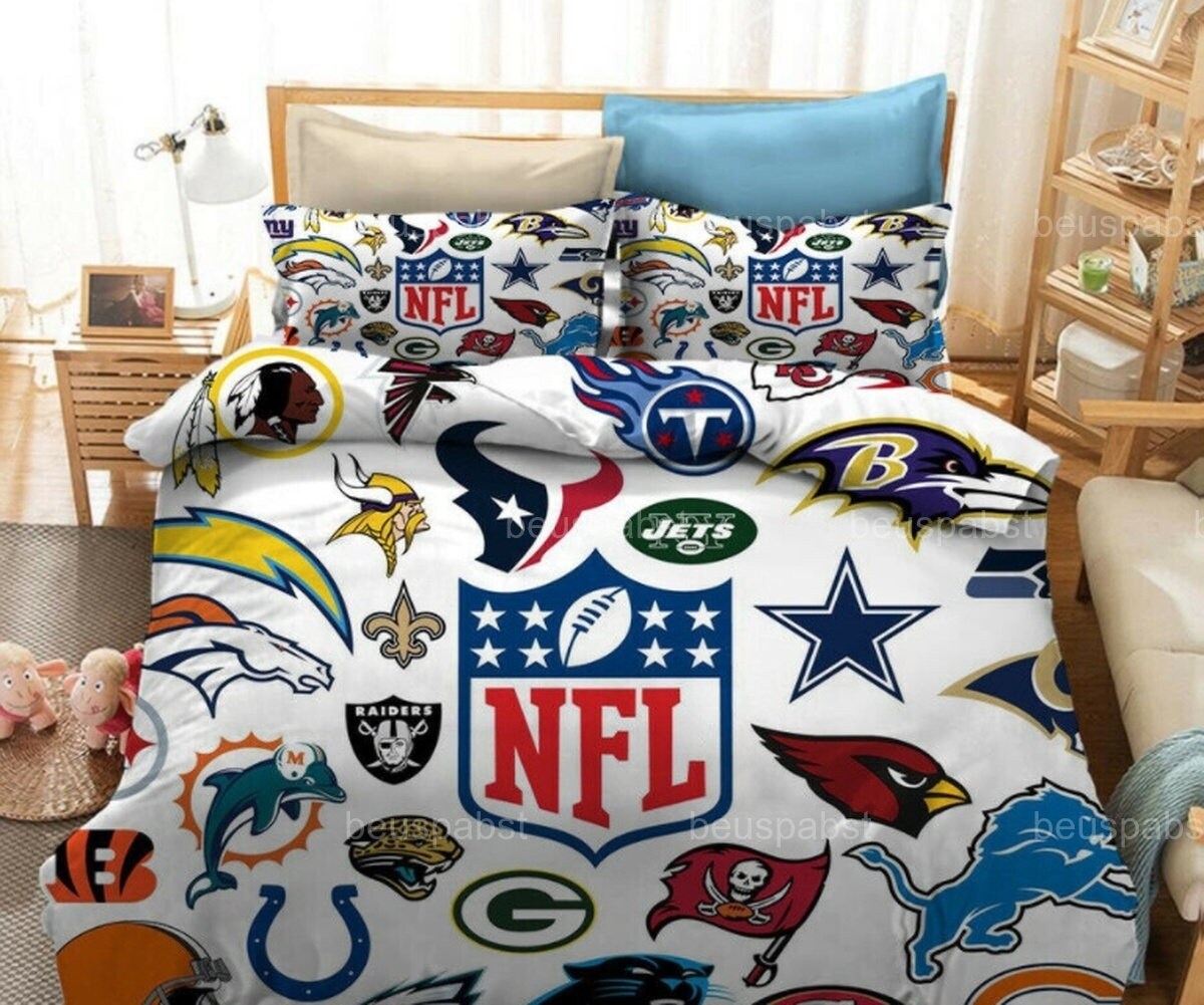 Limitierte Auflage Weiße NFL volle Logo Bettwäsche Set und | Etsy