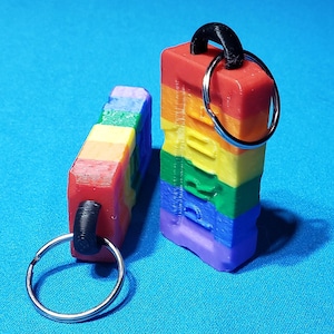 Pride Brick Keychains LGBTQ+ Rainbow Bi Pan Nonbinary Trans Flags
