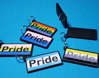 Pride Flag Keychains LGBTQ+ Pride Flags Rainbow Bi Pan Nonbinary Trans