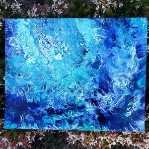 Ocean Waves Painting, Liquid Art, Fluid Art, Blue Waves Painting, Abstract Ocean Waves, Ocean Wall Art, Home Decor, Blue Sea Wall, Acrylic