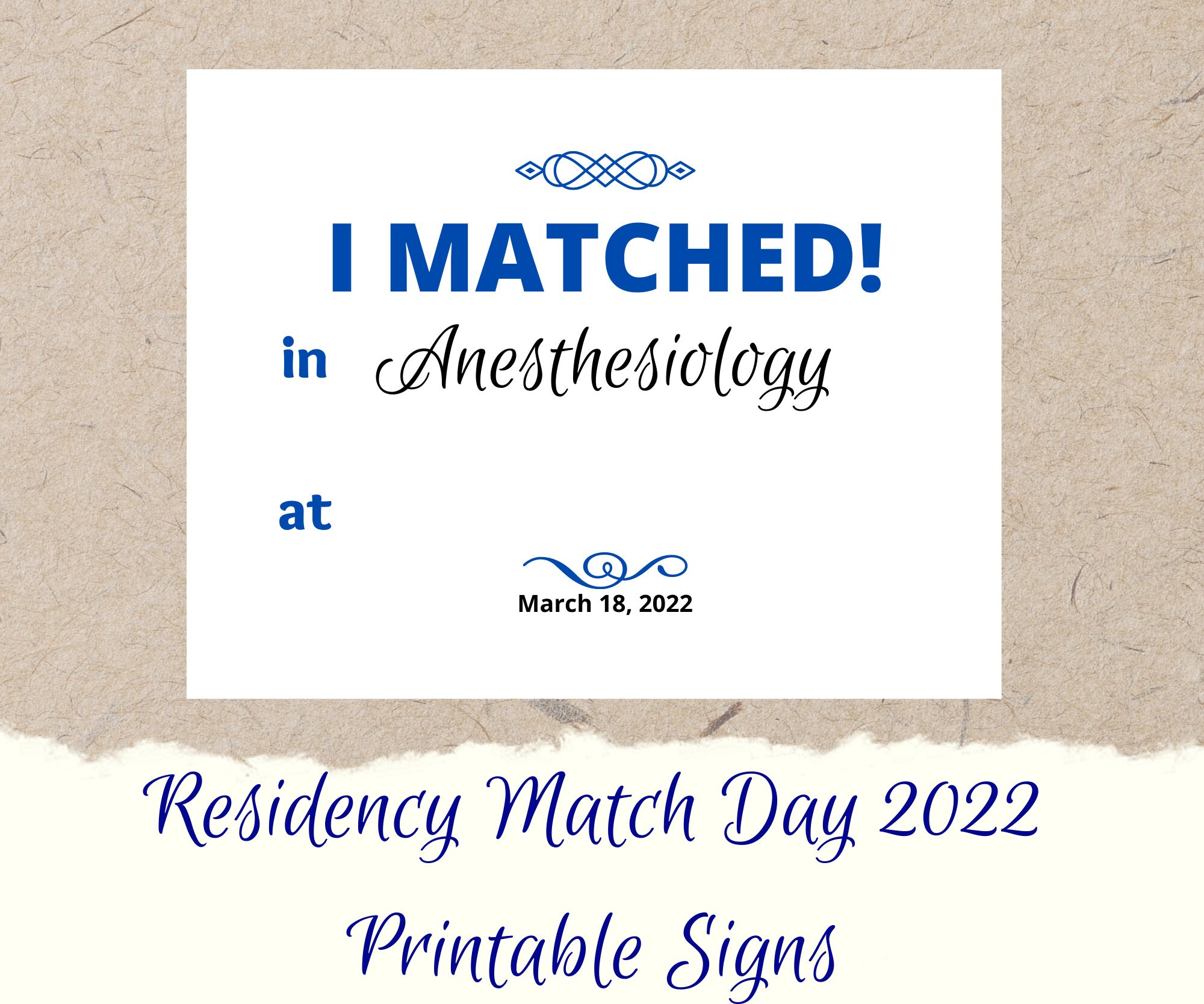 Printable I MATCHED Sign Match Day Ideas Virtual Match Day Residency