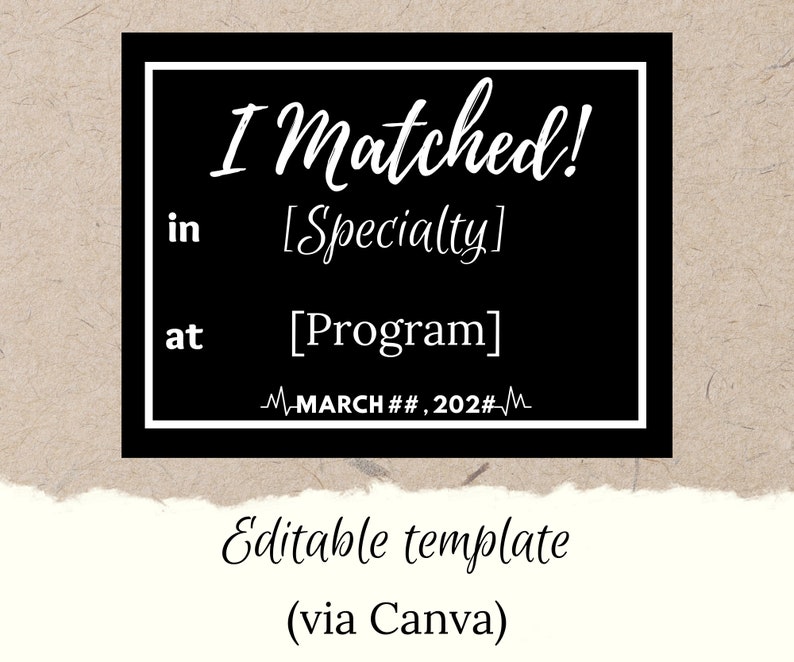 Residency Match Day 2024 Editable Sign i Matched digital Download Match