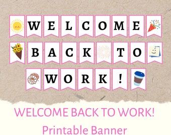 Printable Welcome Back To Work Banner | Printable Welcome Back to Office Banner sign | Welcome Back from Maternity Leave | Instant Download