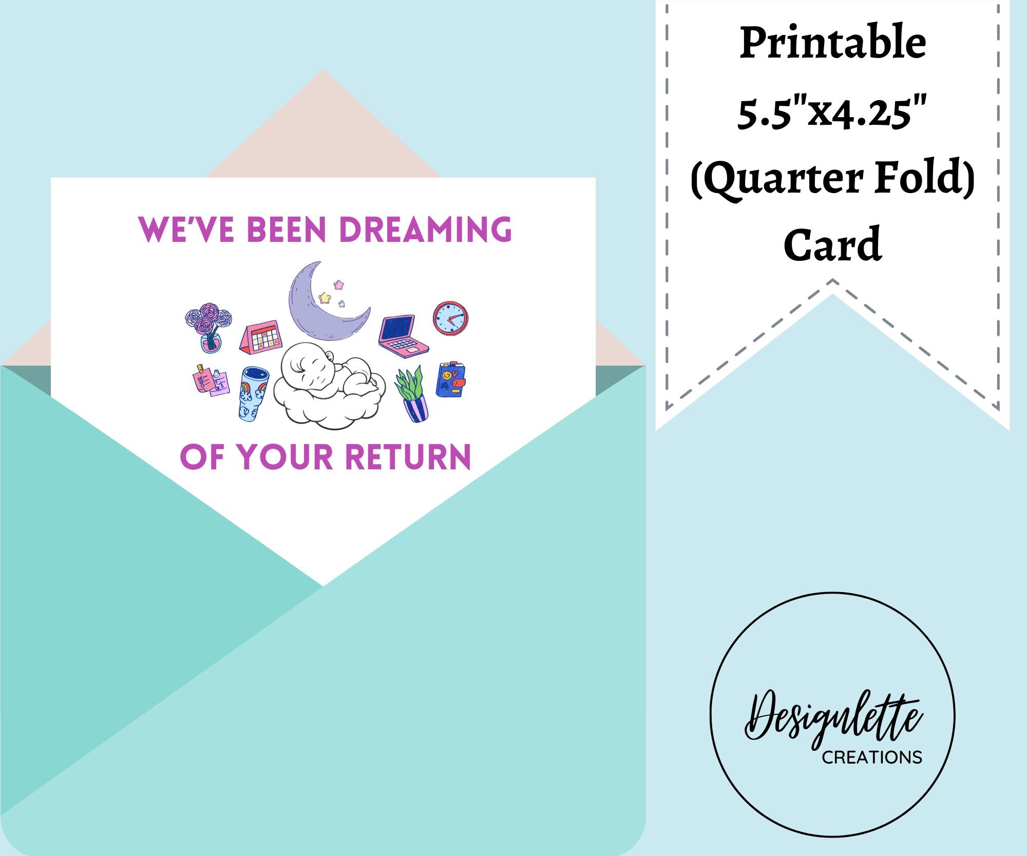 Printable Welcome Back From Maternity Leave Card | Funny Printable Return From Mat Leave Card | Instant Download | Digital Download - Etsy for Free Printable Quarter Fold Greeting Cards