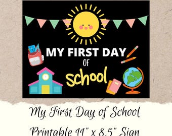 Druckbar Mein erster Schultag Schild | DIY Druckbares Schild für den ersten Schultag | Sofortdownload | Digitaler Download