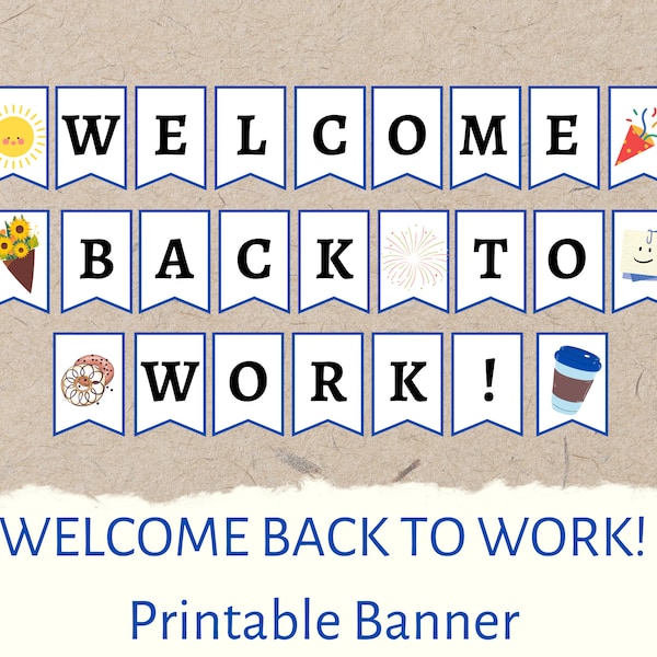 Printable Welcome Back To Work Banner Sign | DIY Printable Welcome Back to Work Office Banner sign | Instant Download | Digital Download