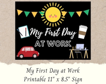Erster Tag am Arbeitsplatz Zeichen | Druckbare Chalkboard Style (Digitaler Download)
