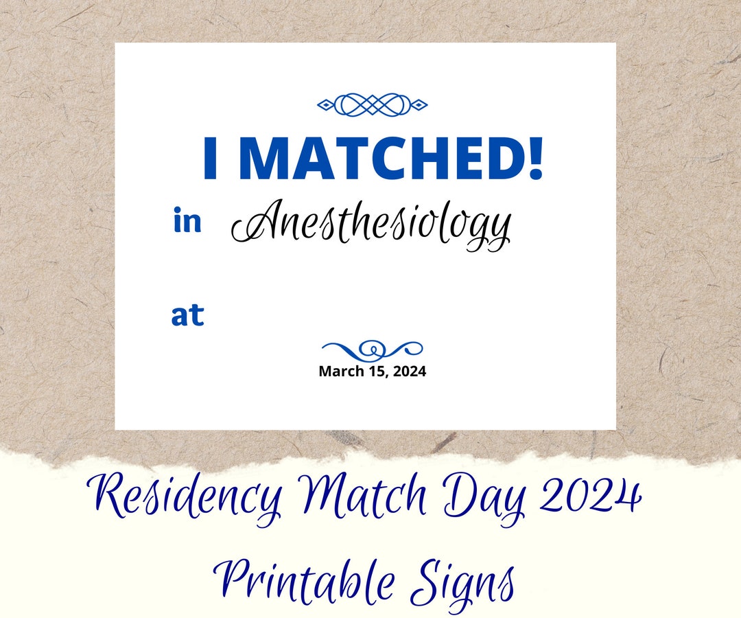 Residency Match Day 2024 Sign i Matched Digital Download Printable