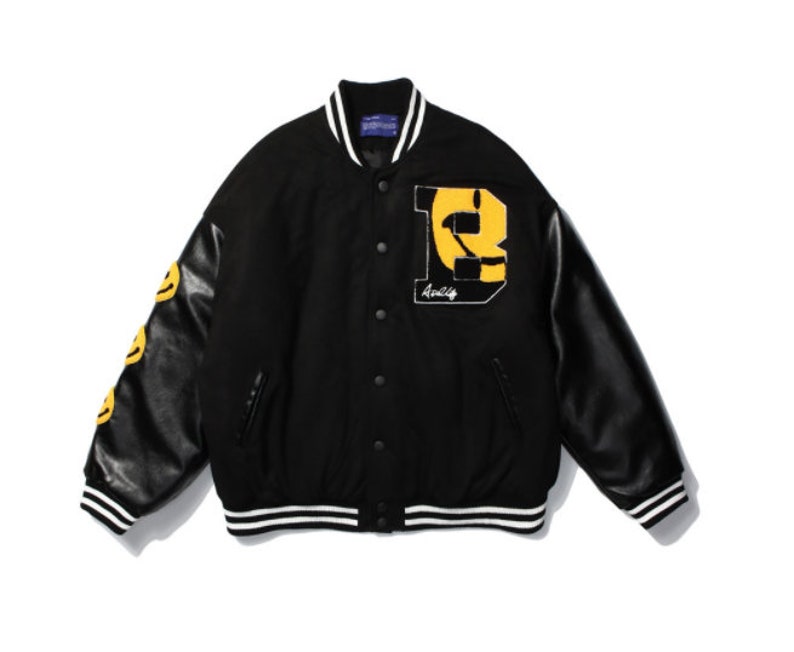 Y2K Varsity Jacket College Bomber Jacket Smiley Baseball Etsy