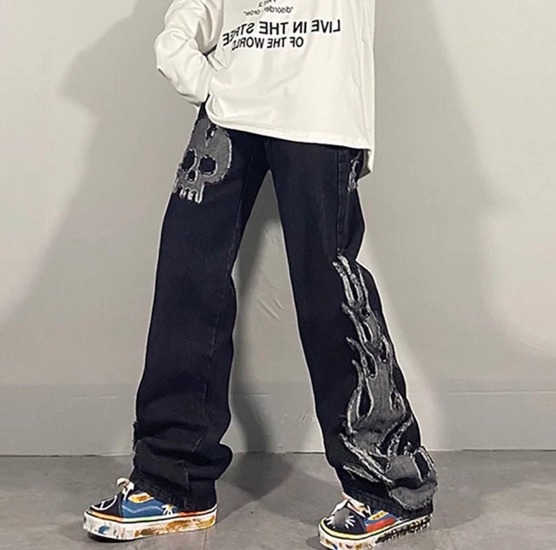 cyber y2k skeleton pants