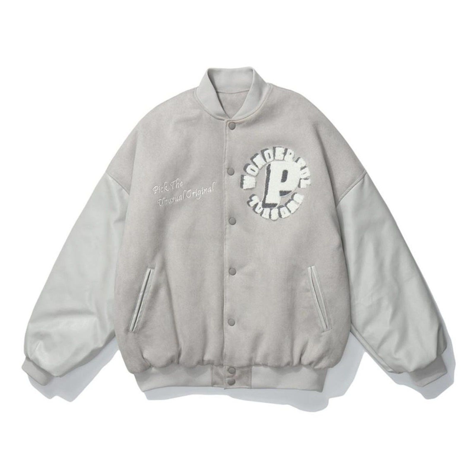 Y2K College Bomber Jacket pick the Unusual Black and Grey Etsy