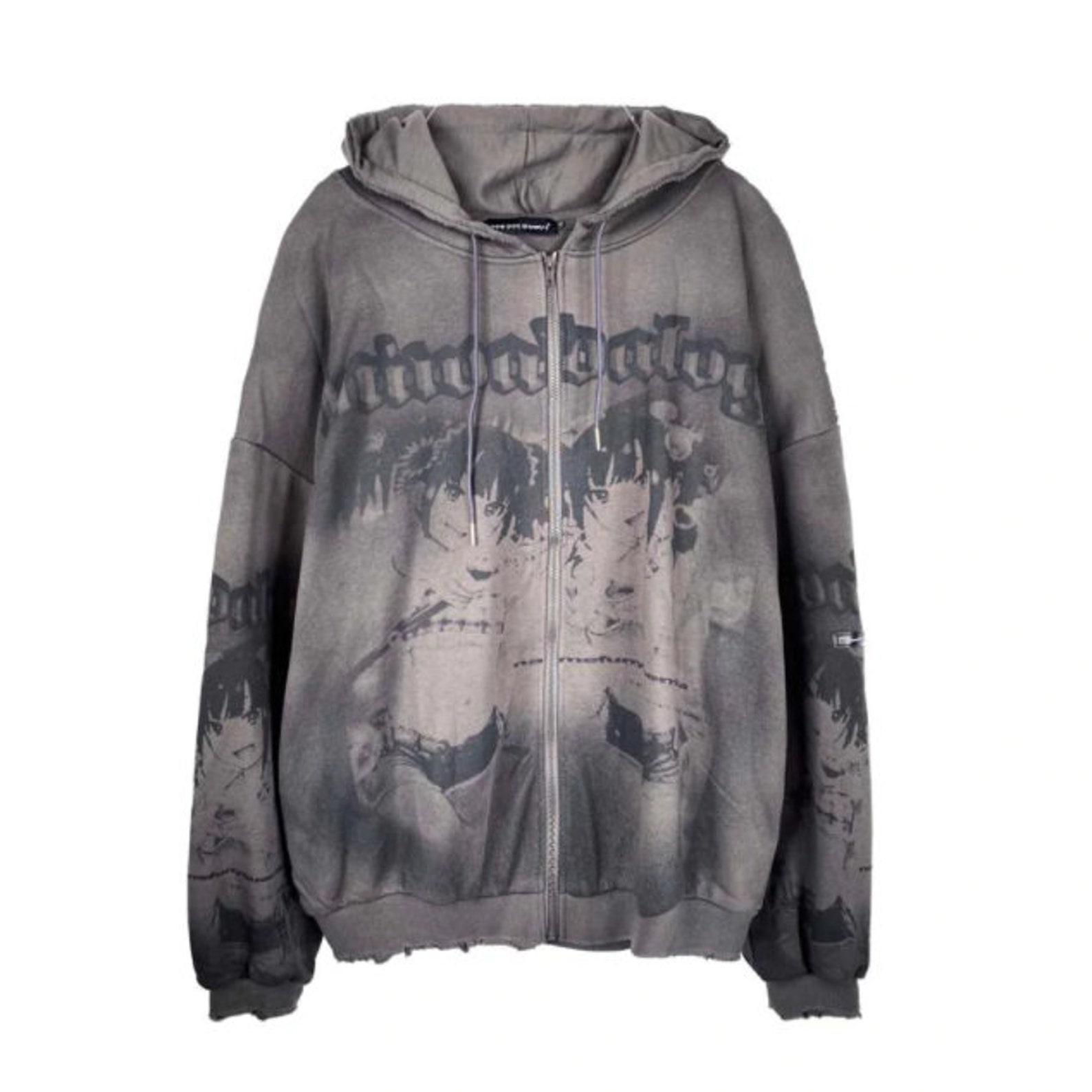 Y2K Grunge Anime Zip Up Hoodie Distressed Vintage Hoodie /  Etsy