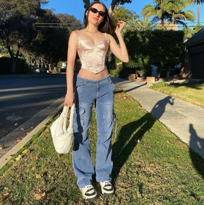 Y2K Cargo Jeans - Baggy Jeans, Low Waisted Denim Jeans, Wide Leg Pants