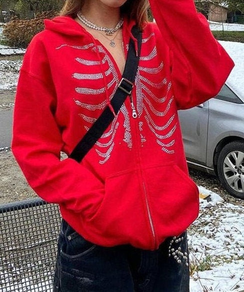 rhinestone zip hoodie