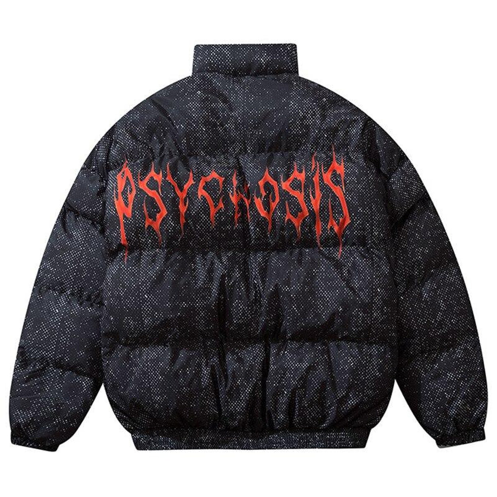 Y2K Oversized Psycosis Puffer Jacket Black and White Edgy Etsy