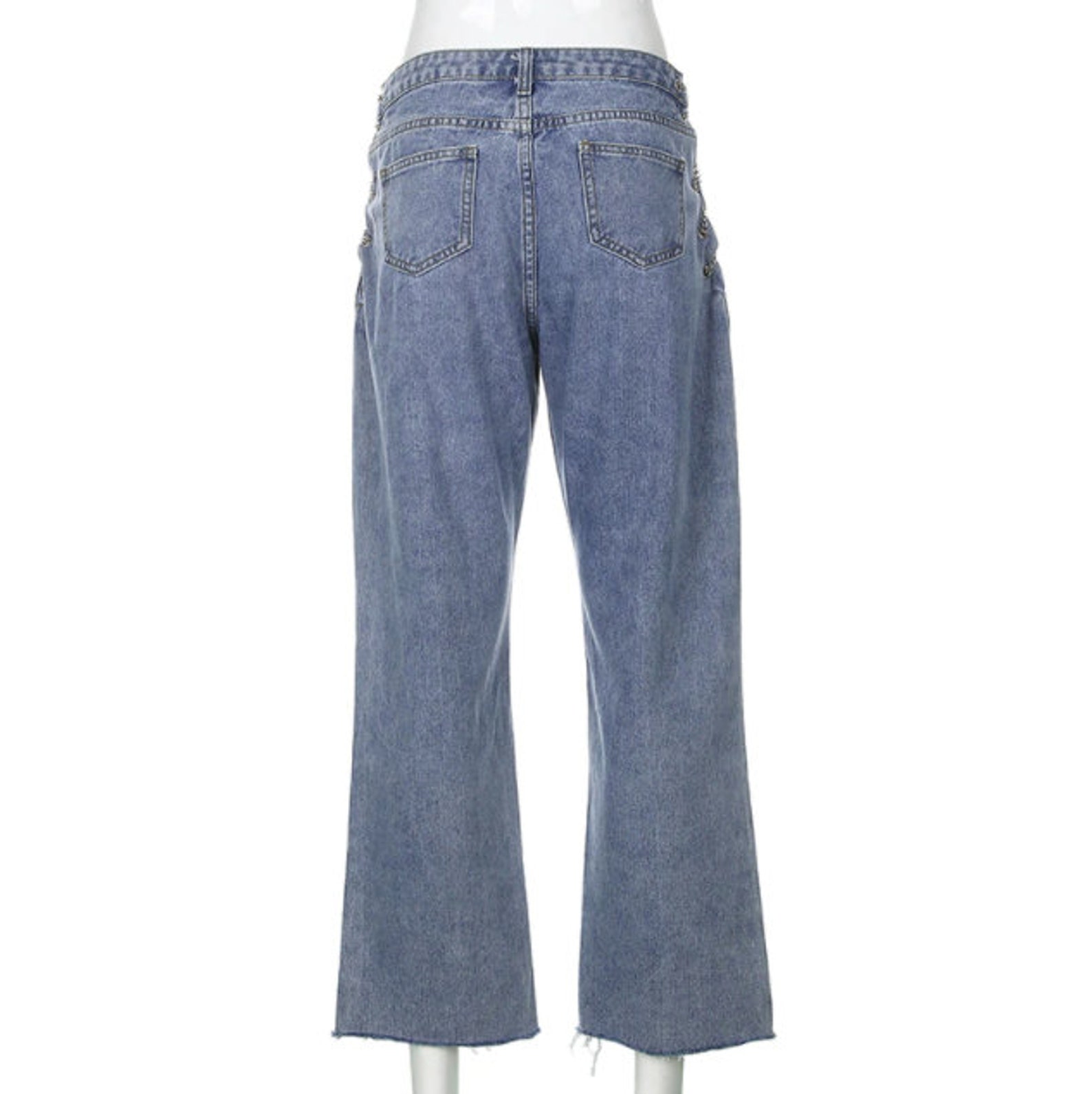Y2K Side Cross Chain Jeans High Waist Pants Vintage Loose | Etsy