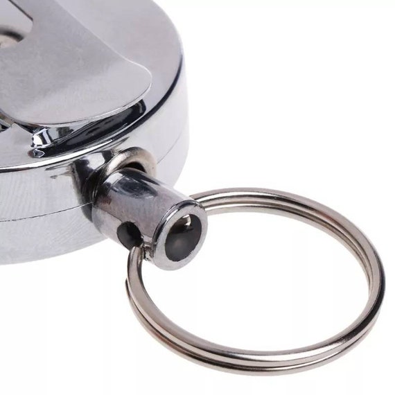 Retractable Badge Holder Key Chain With Keychain Ring Clip Metal