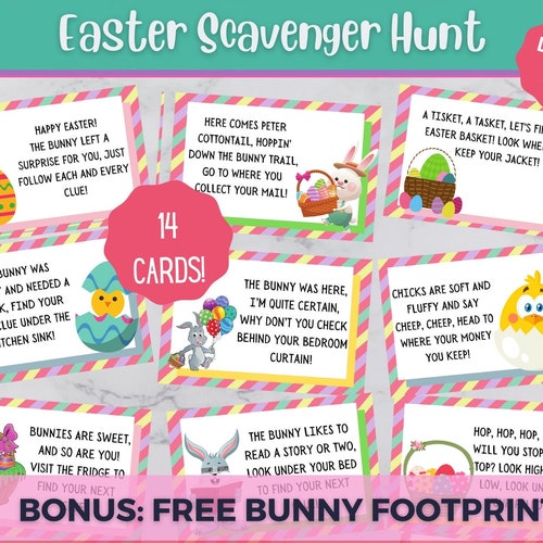 Easter Basket Scavenger Hunt Easter Treasure Hunt Free Bunny Etsy