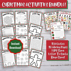 Paquete navideño definitivo, actividades navideñas, 30 cartones de bingo únicos, actividades navideñas para niños, juegos de fiesta navideña, imprimibles