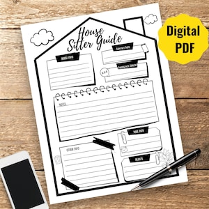 House Sitter Instructions, House Sitter Guide, House Sitter Information, House Sitter Planner, Printable, Digital Download