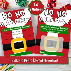 Leraar kerstkaart, Santa thema kerstkaart, 5x7 leraar dank u kerstkaart, cadeaukaarthouder, afdrukbaar,