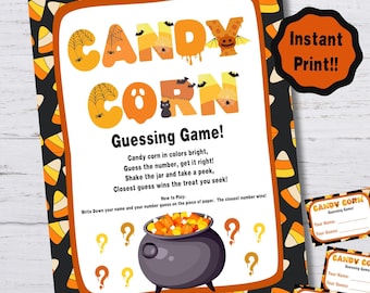 Jeu de devinettes au maïs, activité de fête d'Halloween (PDF imprimable)
