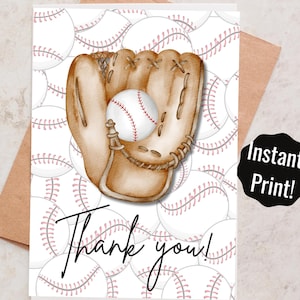 Tarjeta de agradecimiento de béisbol imprimible, tarjeta de agradecimiento de entrenador de béisbol, regalo de entrenador de béisbol, nota de agradecimiento de deportes imprimible, impresión instantánea
